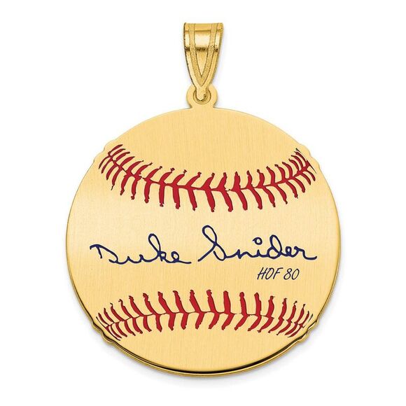 14K Gold Plated Duke Snider Signature MD Enamel Baseball Pendant